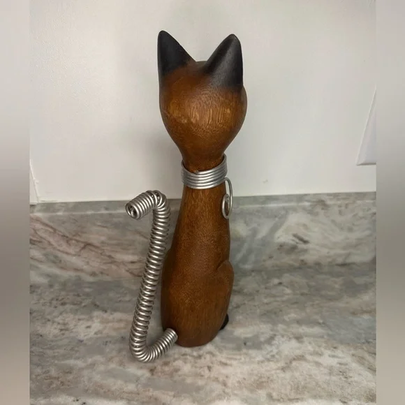 Wood & Metal Cat Figurine - Picture 3 of 4